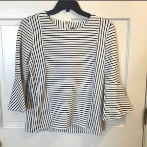 Karl Lagerfeld Tops Karl Lagerfeld Paris Black And White Striped Bell Sleeve Top